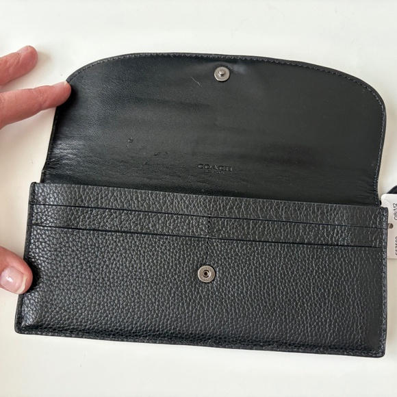 COACH SOFT BLACK WALLET BAG  WITH SNAKE EMBOSSED LEATHER TRIM (F57592) - Picture 13 of 13